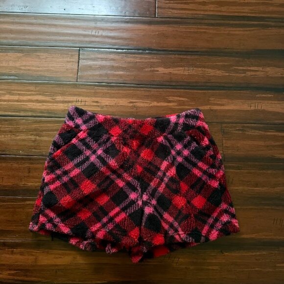 Maurices Shorts size L High Rise Sherpa Plaid Pajama Casual - Picture 1 of 8